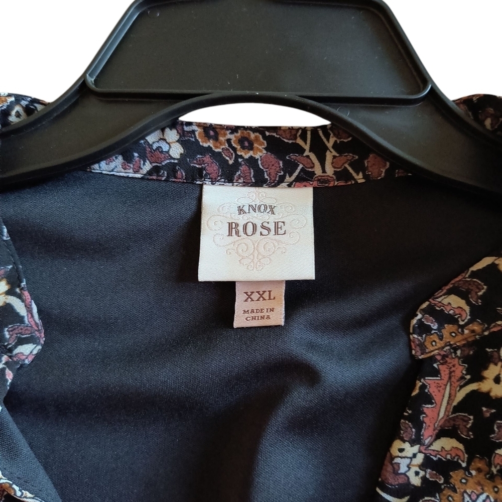 Knox Rose Boho Long Sleeve V-neck Floral Dress Size XXL - Picture 8 of 8